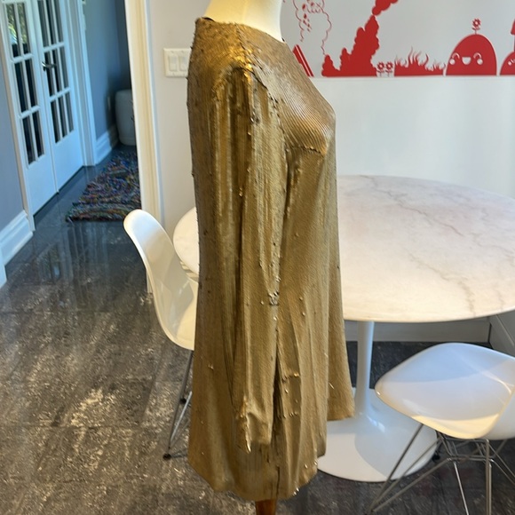NWT Diane von Furstenberg Pauletta embellished gold sequin silk dress. 10 - Picture 8 of 12